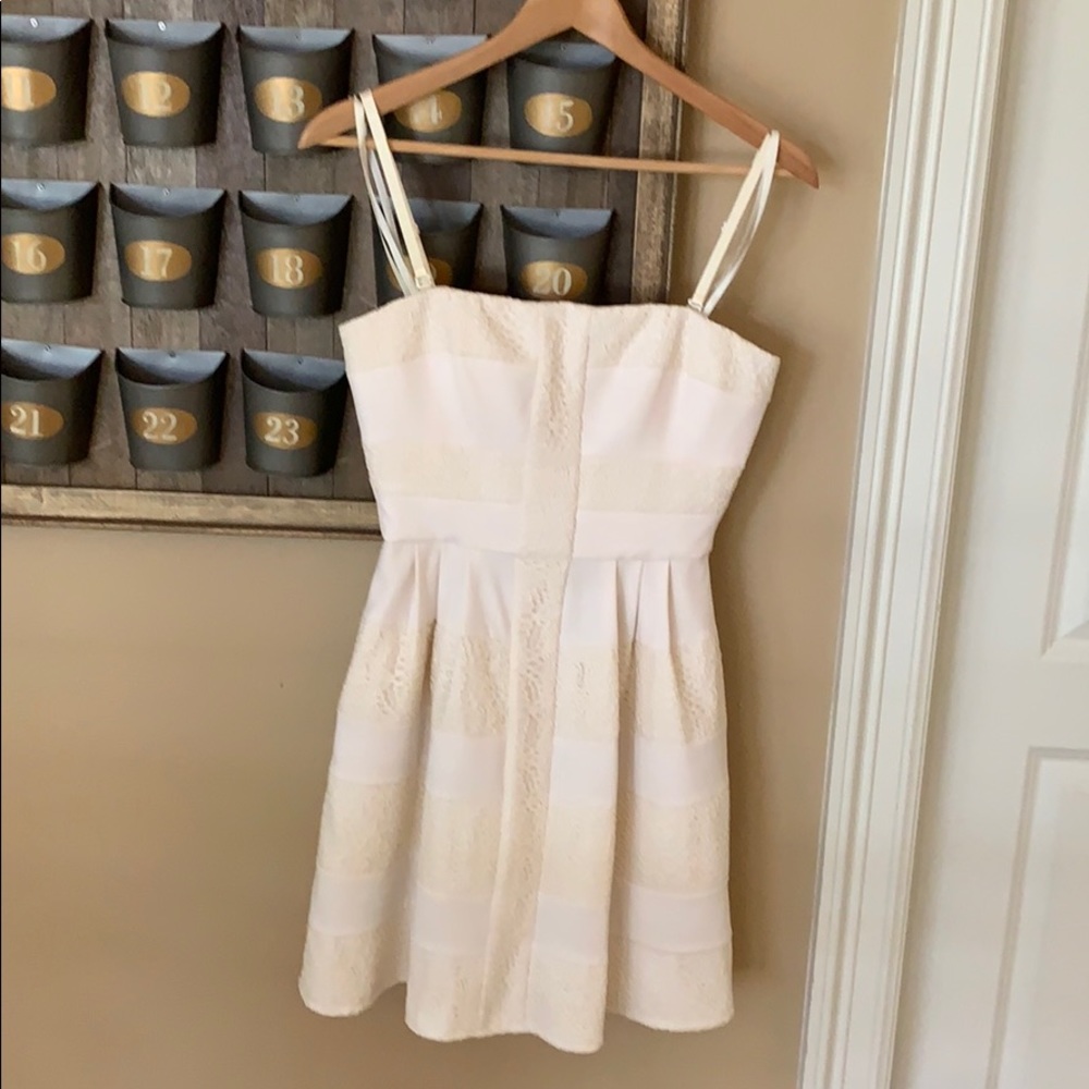 Cream fit and flair dress